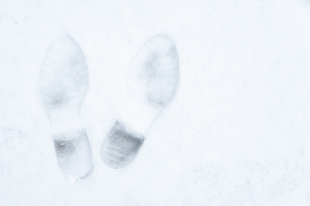 Footprints in the snowの写真素材