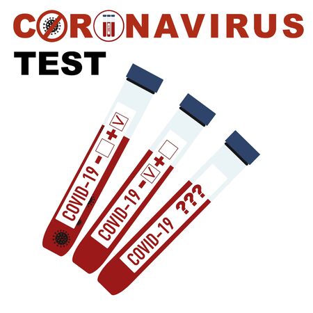 Test Coronavirus Pandemic concept, Patient's blood tubes. Test Covid-19, 2019-nCoV Novel Coronavirus, Blood Virusのイラスト素材