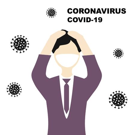 Business collapse, economic downturn  due to the coronovirus pandemic. Businessmen holding on to their heads.  Coronavirus concept Novel coronavirus 2019-nCoV, covid-19のイラスト素材