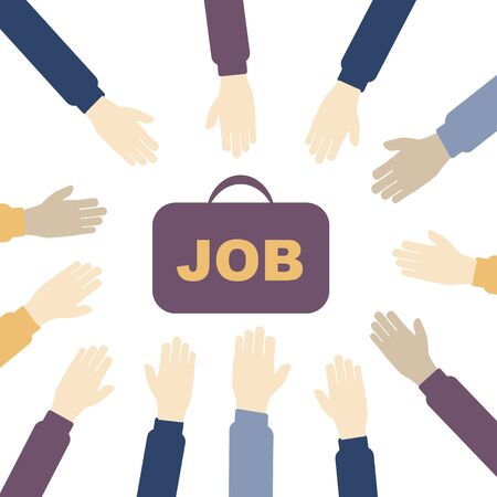 Unemployment, the lost job concept vector. People's hands reach for the word - jobのイラスト素材