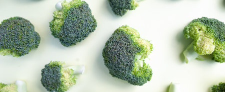 Broccoli inflorescences close-up, green fresh cabbage, Pattern of broccoli inflorescences on a...