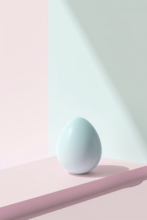 Minimalist egg on a pastel-colored geometric background. Ideal for modern art and design concepts. AI Generated.の素材