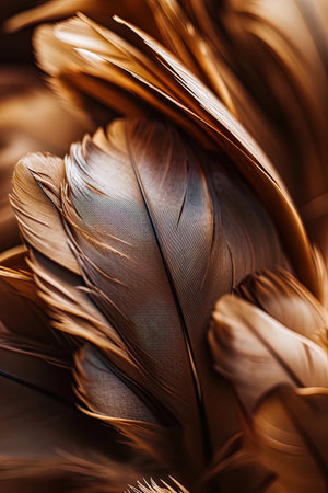 Close-up of intricate bird feathers, ideal for texture and pattern studies. AI Generated.の素材