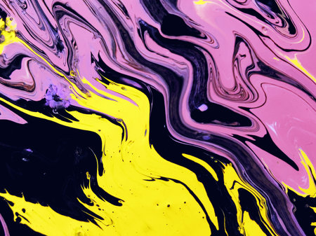 Beautiful Colorful Mixed Abstract Fluid Painting. Acrylic Vibrant Colors Paint Trendy Wallpaper for...