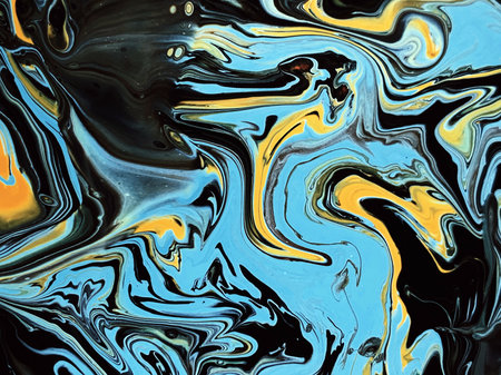 Beautiful Colorful Mixed Abstract Fluid Painting. Acrylic Vibrant Colors Paint Trendy Wallpaper for Technology. Wave Flow Swirl Fluid Marble Art Texture. Home Decoration Contemporary art Backgroundの写真素材