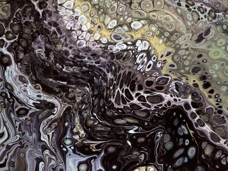 Beautiful Colorful Mixed Abstract Fluid Painting. Acrylic Vibrant Colors Paint Trendy Wallpaper for...