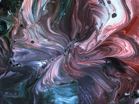 Beautiful Colorful Mixed Abstract Fluid Painting. Acrylic Vibrant Colors Paint Trendy Wallpaper for...