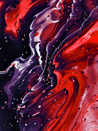 Beautiful Colorful Mixed Abstract Fluid Painting. Acrylic Vibrant Colors Paint Trendy Wallpaper for Technology. Wave Flow Swirl Fluid Marble Art Texture. Home Decoration Contemporary art Backgroundの写真素材