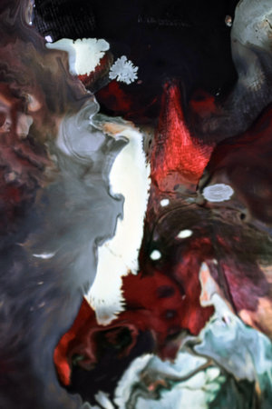 Beautiful Colorful Mixed Abstract Fluid Painting. Acrylic Vibrant Colors Paint Trendy Wallpaper for...
