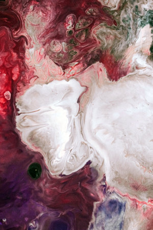 Beautiful Colorful Mixed Abstract Fluid Painting. Acrylic Vibrant Colors Paint Trendy Wallpaper for...