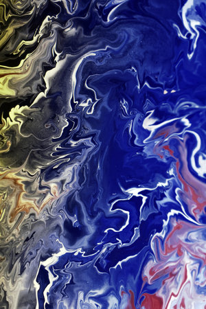 Beautiful Colorful Mixed Abstract Fluid Painting. Acrylic Vibrant Colors Paint Trendy Wallpaper for...