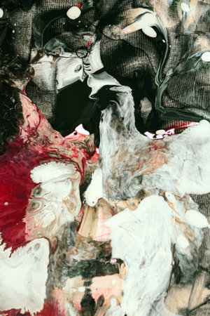 Beautiful Colorful Mixed Abstract Fluid Painting. Acrylic Vibrant Colors Paint Trendy Wallpaper for Technology. Wave Flow Swirl Fluid Marble Art Texture. Home Decoration Contemporary art Backgroundの写真素材