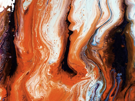 Beautiful Colorful Mixed Abstract Fluid Painting. Acrylic Vibrant Colors Paint Trendy Wallpaper for...