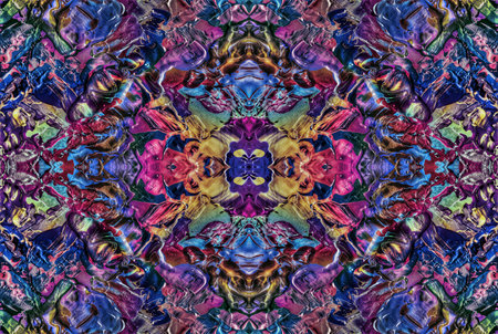 Kaleidoscopic Abstract Art with Vibrant Multicolor Patterns and Intricate Swirl Designsの写真素材