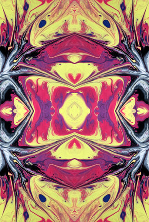 Kaleidoscopic Abstract Art with Vibrant Multicolor Patterns and Intricate Swirl Designsの写真素材