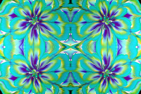 Kaleidoscopic Abstract Art with Vibrant Multicolor Patterns and Intricate Swirl Designsの写真素材