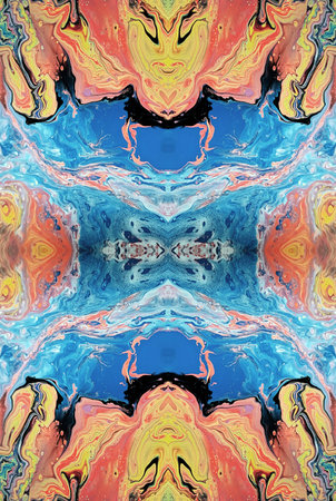 Kaleidoscopic Abstract Art with Vibrant Multicolor Patterns and Intricate Swirl Designsの写真素材