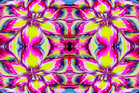 Kaleidoscopic Abstract Art with Vibrant Multicolor Patterns and Intricate Swirl Designsの写真素材