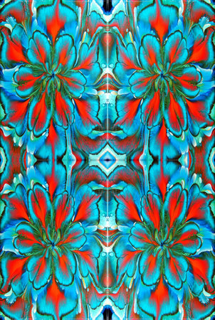 Kaleidoscopic Abstract Art with Vibrant Multicolor Patterns and Intricate Swirl Designsの写真素材