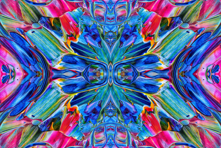 Kaleidoscopic Abstract Art with Vibrant Multicolor Patterns and Intricate Swirl Designsの写真素材