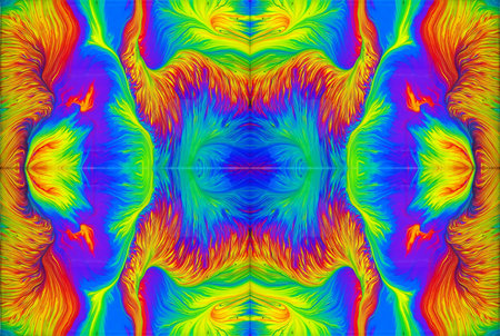 Kaleidoscopic Abstract Art with Vibrant Multicolor Patterns and Intricate Swirl Designsの写真素材