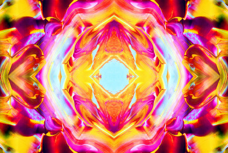 Kaleidoscopic Abstract Art with Vibrant Multicolor Patterns and Intricate Swirl Designsの写真素材