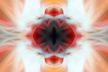 Abstract Digital Art, Futuristic Fractal World, Colorful Fantasy, Neon Glow, Symmetrical Kaleidoscope, 3D Strips, Decorative Flower Ornament, Colorful Abstract Illustration, and Fantasy Texturesの写真素材