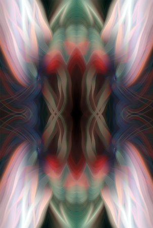 Abstract Digital Art, Futuristic Fractal World, Colorful Fantasy, Neon Glow, Symmetrical...