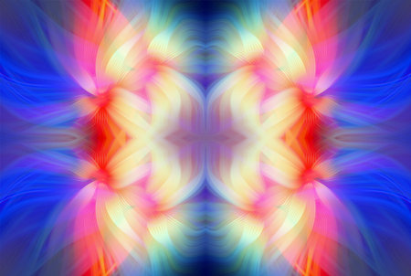 Abstract Digital Art, Futuristic Fractal World, Colorful Fantasy, Neon Glow, Symmetrical...