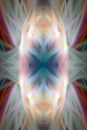 Abstract Digital Art, Futuristic Fractal World, Colorful Fantasy, Neon Glow, Symmetrical...