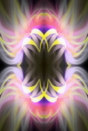 Abstract Digital Art, Futuristic Fractal World, Colorful Fantasy, Neon Glow, Symmetrical...