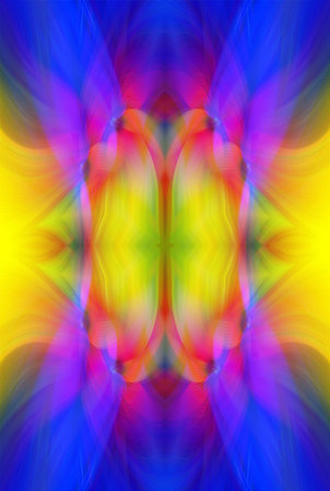 Abstract Digital Art, Futuristic Fractal World, Colorful Fantasy, Neon Glow, Symmetrical...