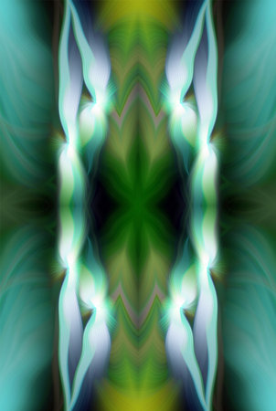 Abstract Digital Art, Futuristic Fractal World, Colorful Fantasy, Neon Glow, Symmetrical...