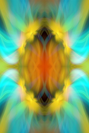 Abstract Digital Art, Futuristic Fractal World, Colorful Fantasy, Neon Glow, Symmetrical...