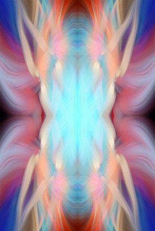 Abstract Digital Art, Futuristic Fractal World, Colorful Fantasy, Neon Glow, Symmetrical...