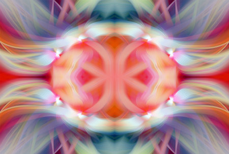 Abstract Digital Art, Futuristic Fractal World, Colorful Fantasy, Neon Glow, Symmetrical...