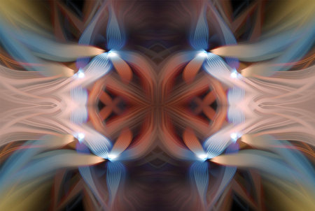Abstract Digital Art, Futuristic Fractal World, Colorful Fantasy, Neon Glow, Symmetrical...