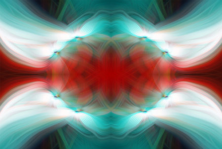 Abstract Digital Art, Futuristic Fractal World, Colorful Fantasy, Neon Glow, Symmetrical Kaleidoscope, 3D Strips, Decorative Flower Ornament, Colorful Abstract Illustration, and Fantasy Texturesの写真素材