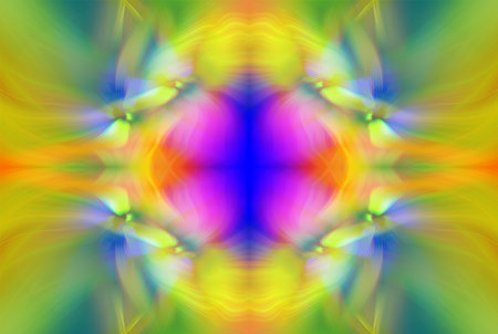 Abstract Digital Art, Futuristic Fractal World, Colorful Fantasy, Neon Glow, Symmetrical Kaleidoscope, 3D Strips, Decorative Flower Ornament, Colorful Abstract Illustration, and Fantasy Texturesの写真素材