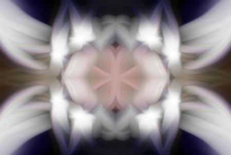 Abstract Digital Art, Futuristic Fractal World, Colorful Fantasy, Neon Glow, Symmetrical Kaleidoscope, 3D Strips, Decorative Flower Ornament, Colorful Abstract Illustration, and Fantasy Texturesの写真素材