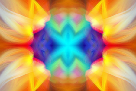 Abstract Digital Art, Futuristic Fractal World, Colorful Fantasy, Neon Glow, Symmetrical...