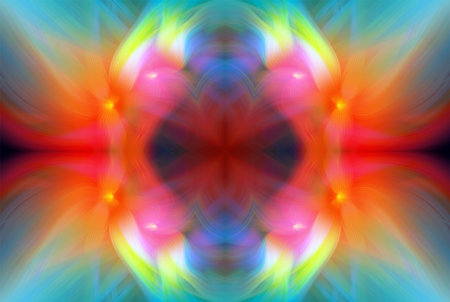 Abstract Digital Art, Futuristic Fractal World, Colorful Fantasy, Neon Glow, Symmetrical...