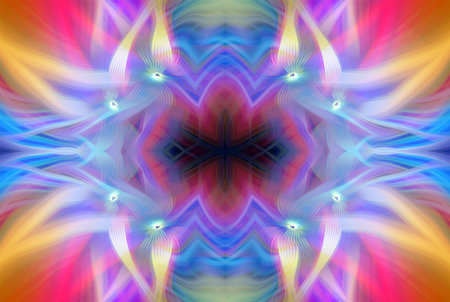 Abstract Digital Art, Futuristic Fractal World, Colorful Fantasy, Neon Glow, Symmetrical...