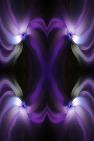 Vibrant Abstract Digital Artwork Symmetrical Flowing Patterns of red, Blue, Purple. Modern Artistic Background Design for Creative Projects, Contemporary Decor, Wallpapers, Digital Art Inspirationの写真素材