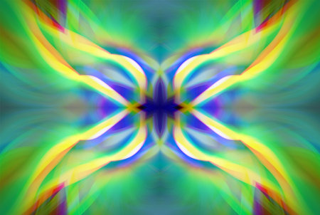 Abstract Digital Art, Futuristic Fractal World, Colorful Fantasy, Neon Glow, Symmetrical...