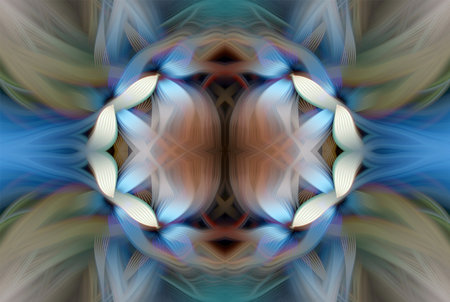 Abstract Digital Art, Futuristic Fractal World, Colorful Fantasy, Neon Glow, Symmetrical...