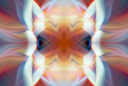 Abstract Digital Art, Futuristic Fractal World, Colorful Fantasy, Neon Glow, Symmetrical...