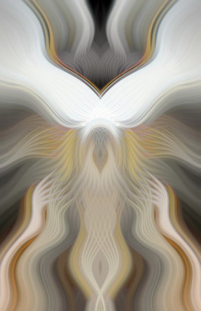 Vivid Abstract Digital Art Symmetrical Colorful Kaleidoscopic Design Featuring Radiant Patterns, Geometric Shapes, Flowing Energy in a Modern Futuristic Artistic Style with Vibrant Gradient Colorsの写真素材