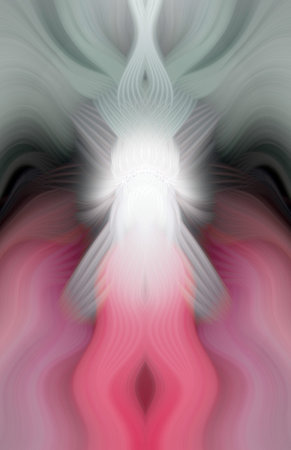 Vivid Abstract Digital Art Symmetrical Colorful Kaleidoscopic Design Featuring Radiant Patterns, Geometric Shapes, Flowing Energy in a Modern Futuristic Artistic Style with Vibrant Gradient Colorsの写真素材