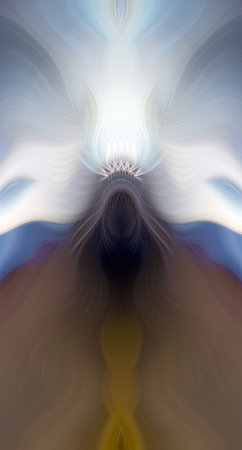 Vivid Abstract Digital Art Symmetrical Colorful Kaleidoscopic Design Featuring Radiant Patterns, Geometric Shapes, Flowing Energy in a Modern Futuristic Artistic Style with Vibrant Gradient Colorsの写真素材